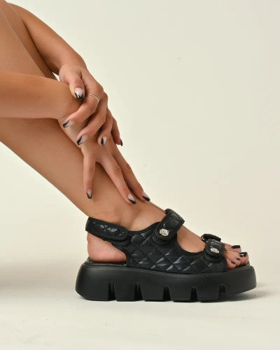 Crne ženske sandale na debelom đonu Favorito, slika 5