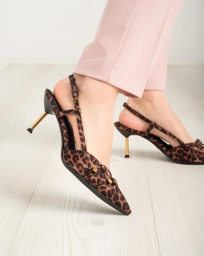 Ženske sandale na štiklu sa zatvorenim prstima 1-29621-46 leopard