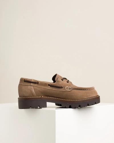 Ženske brodarice u bež boji od prirodne velur kože, slika 8