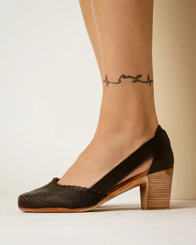 Kožne ženske cipele na stabilnu petu, crna boja, slika 5