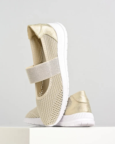 Zlatne buškane platnene espadrile, slika 1