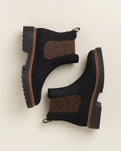 Crne ženske poluduboke čizmice sa leopard detaljima, slika 8