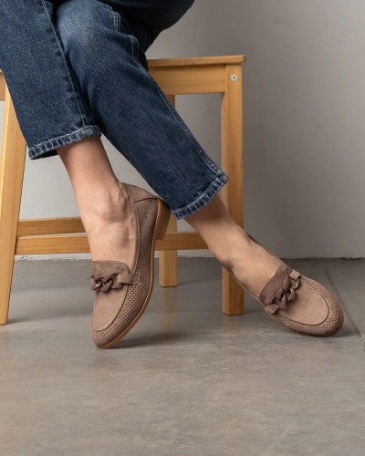 Kaki boje mokasine od eko velura, brend, Emelie Stradberg, slika 2