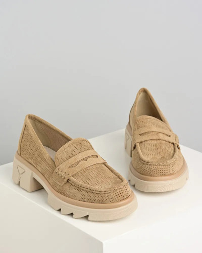 Lagane bež ženske mokasine, loaferice, slika 3