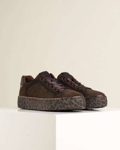 Ženske braon patike sa pertlanjem i leopard detaljima, brenda Tamaris, slika 7