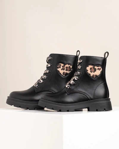 Crne martinke za devojčice sa leopard detaljima, slika 9