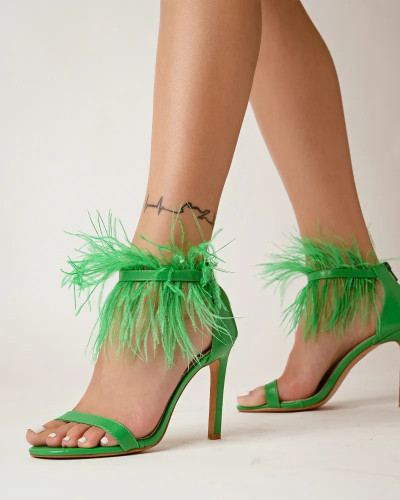 Zelene sandale sa perjem, brend Favorito, slika 6