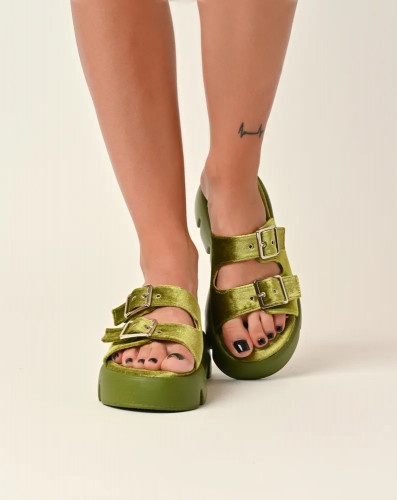 Zelene ženske papuče na debelom đonu Favorito, slika 1