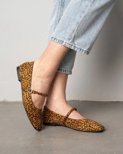 Ženske ravne baletanke sa kaišićem, leopard print, slika 2