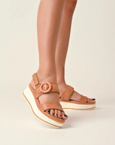 Kožne kamel ženske sandale proizvedene u Italiji, slika 1