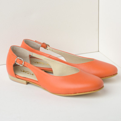 Kožne ženske cipele-baletanke B28/18 narandžaste