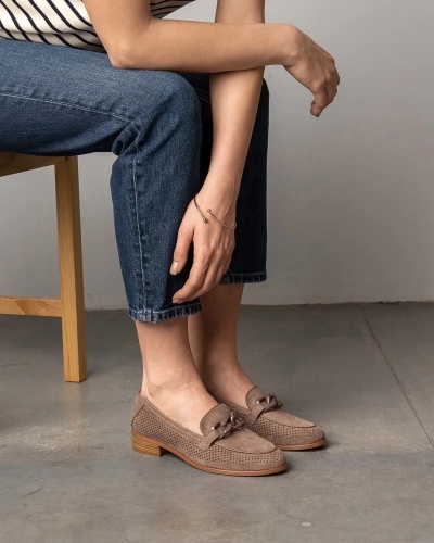 Kaki boje mokasine od eko velura, brend, Emelie Stradberg, slika 4
