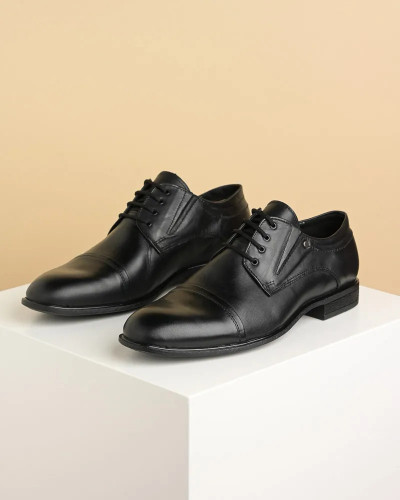 Crne kožne muške cipele za odelo, slika 1