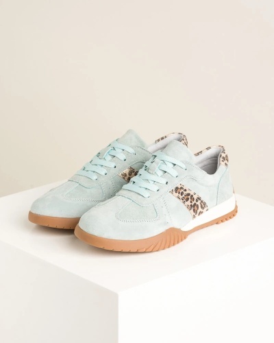 Patike za žene od prirodne kože u mint boji sa leopard detaljima, slika 12
