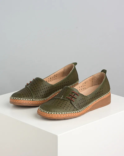 Zelene kožne ženske cipele Vidra leder, slika 2