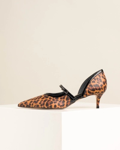 Ženske salonke na štiklu od prirodne kože, leopard print, slika 4