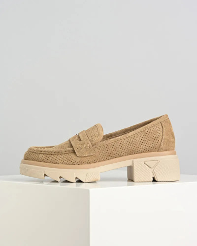 Lagane bež ženske mokasine, loaferice, slika 5