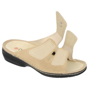 Papuci ortopedici, piele naturala si stretch, Ortomed 3701-P170 bej