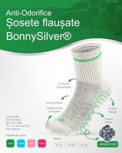 Sosete flausate, cu 7% fir argint , BonnySilver 303K gri-verde