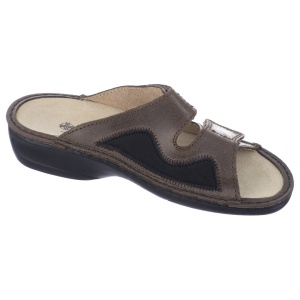 Papuci ortopedici, piele naturala si stretch, Ortomed 3701-P78 maro