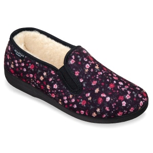 Pantofi de casa, imblaniti lana, pentru femei, Mjartan 823-LA86 floricele multicolore