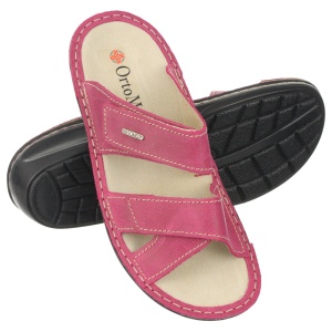 Papuci ortopedici, piele naturala, roz, dama, OrtoMed 3702-P66