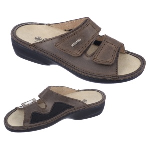 Papuci ortopedici, piele naturala si stretch, Ortomed 3701-P78 maro