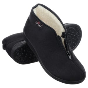 Ghete casa ortopedice imblanite lana OrtoMed 803-T44 negru