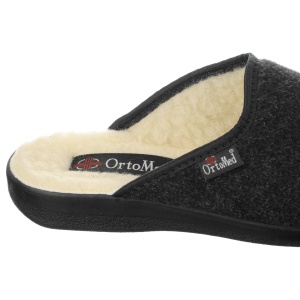 Saboti de casa ortopedici imblaniti unisex OrtoMed 807-B02 antracit detaliu brant
