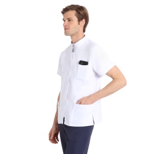Bluze medicale, fara calcare, cu fermoar, maneca scurta, Quick Next alb
