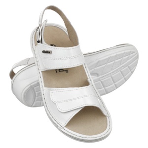 Sandale ortopedice piele albe dama OrtoMed 3728-P129 - Img 2
