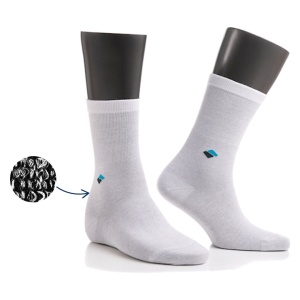 Sosete albe, pentru diabetici, BonnySilver® 511, 22% fir argint pur