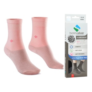 Sosete pentru diabetici, BonnySilver 112K, roz,13% fir argint