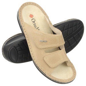 Papuci ortopedici, piele naturala si stretch, Ortomed 3701-P170 bej
