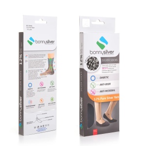Sosete invizibile negre, BonnySilver 115, 12% fir de argint