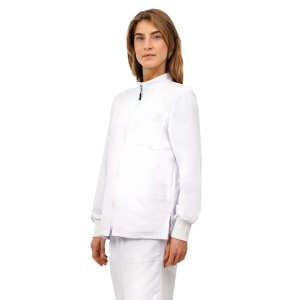 Bluze medicale, fara calcare, cu fermoar, maneca lunga, Quick Next alb