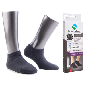 Sosete scurte, cu 13% fir de argint, BonnySilver® 213 gri 
