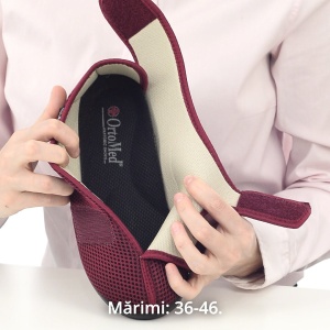 Pantofi ortopedici, calapod lat, dama OrtoMed 6051-T16 bordo