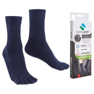 Sosete cu degete, pentru diabetici, BonnySilver 116K, 13% fir argint
