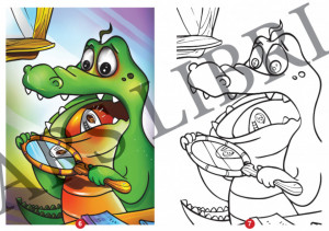 Colorează și creează o poveste cu o bufniță și un pui de crocodil! - Img 3