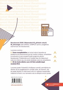 Matematică. Bacalaureat 2026. M_științele-naturii, M_tehnologic. Teme recapitulative. 40 de modele de teste, după modelul M.E. (10 teste fără soluții) - Img 2
