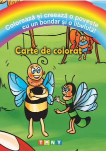 Colorează și creează o poveste cu un bondar și o libelulă!