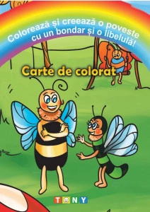 Colorează și creează o poveste cu un bondar și o libelulă!