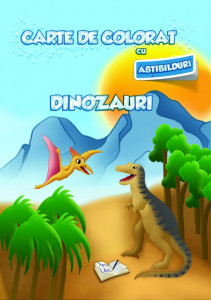 Carte de colorat cu abțibilduri - Dinozauri