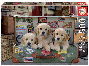 Puzzle 500 piese Puppies in the Luggage. Puzzle 500 piese. .