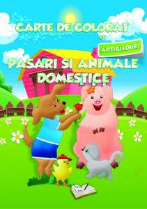 Carte de colorat cu abțibilduri - Păsări și animale domestice