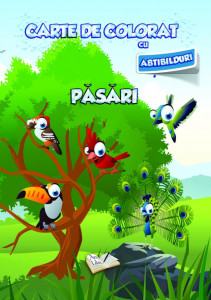 Carte de colorat cu abțibilduri - Păsări