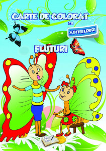 Carte de colorat cu abțibilduri - Fluturi