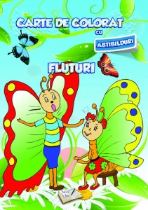 Carte de colorat cu abțibilduri - Fluturi