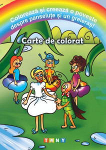 Colorează și creează o poveste despre panseluțe și un greieraș!